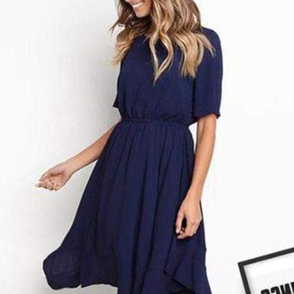 Dresses & Skirts - Irregular Waist Short-Sleeved Dress